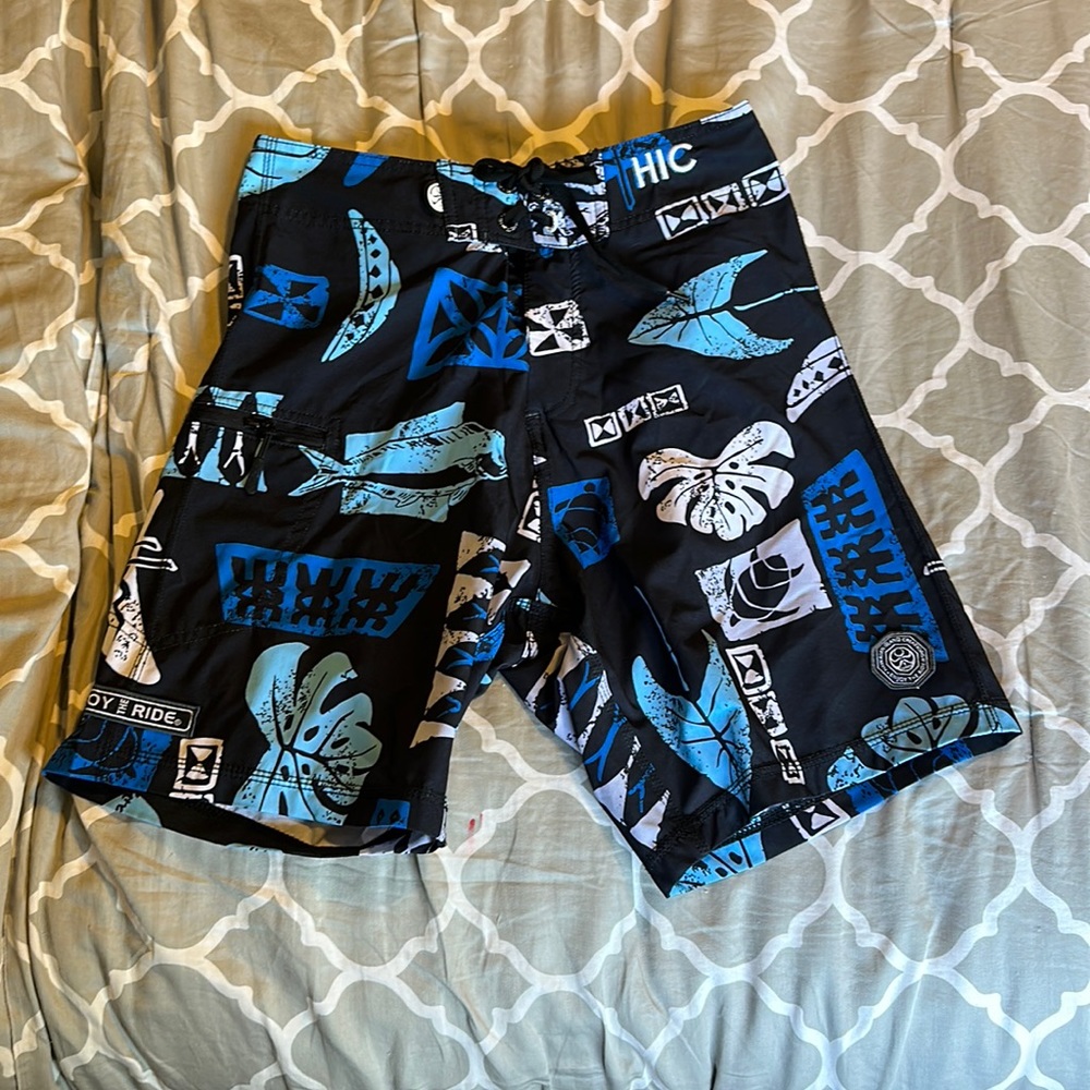 Blue and Black Hawaiian Island Creations Boardshorts